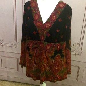 - Paisley and Black V-Neck INC Tunic